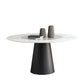 Round Sintered Stone Dining Table Modern Turntable Furniture with Steel Pedestal Base Grey White Without Chairs Clearhalo 'Dining Tables & Seating' 'Dining Tables' 'dining_table' 'furn' 'furn_dining_table' 'Furniture' 'Kitchen & Dining Furniture' 6057101