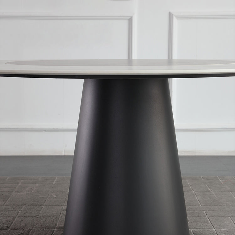 Round Sintered Stone Dining Table Modern Turntable Furniture with Steel Pedestal Base Clearhalo 'Dining Tables & Seating' 'Dining Tables' 'dining_table' 'furn' 'furn_dining_table' 'Furniture' 'Kitchen & Dining Furniture' 6057104
