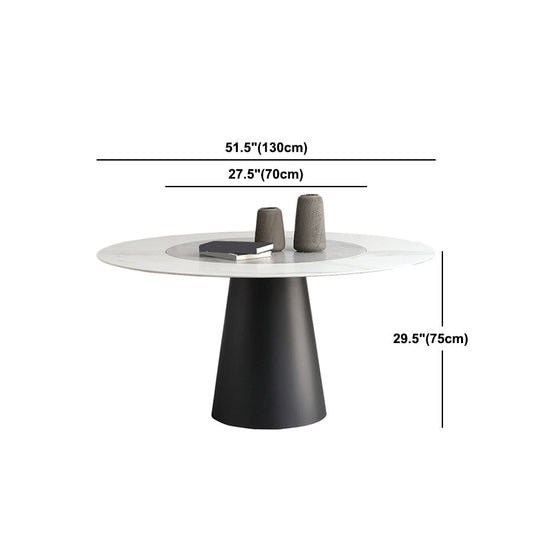 Round Sintered Stone Dining Table Modern Turntable Furniture with Steel Pedestal Base Clearhalo 'Dining Tables & Seating' 'Dining Tables' 'dining_table' 'furn' 'furn_dining_table' 'Furniture' 'Kitchen & Dining Furniture' 6057107