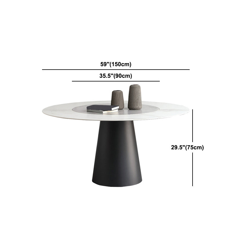 Round Sintered Stone Dining Table Modern Turntable Furniture with Steel Pedestal Base Clearhalo 'Dining Tables & Seating' 'Dining Tables' 'dining_table' 'furn' 'furn_dining_table' 'Furniture' 'Kitchen & Dining Furniture' 6057108