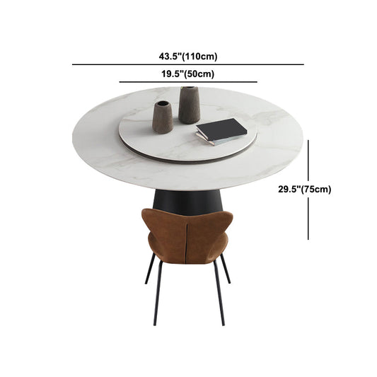 Round Sintered Stone Dining Table Modern Turntable Furniture with Steel Pedestal Base Clearhalo 'Dining Tables & Seating' 'Dining Tables' 'dining_table' 'furn' 'furn_dining_table' 'Furniture' 'Kitchen & Dining Furniture' 6057116