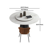 Round Sintered Stone Dining Table Modern Turntable Furniture with Steel Pedestal Base Clearhalo 'Dining Tables & Seating' 'Dining Tables' 'dining_table' 'furn' 'furn_dining_table' 'Furniture' 'Kitchen & Dining Furniture' 6057116