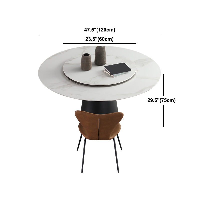 Round Sintered Stone Dining Table Modern Turntable Furniture with Steel Pedestal Base Clearhalo 'Dining Tables & Seating' 'Dining Tables' 'dining_table' 'furn' 'furn_dining_table' 'Furniture' 'Kitchen & Dining Furniture' 6057117