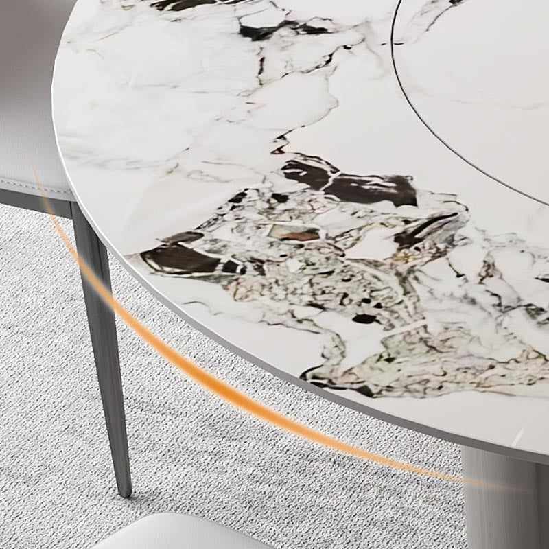 Tavolo da pranzo rotondo tavolo da pranzo contemporaneo con base di piedistallo in acciaio inossidabile