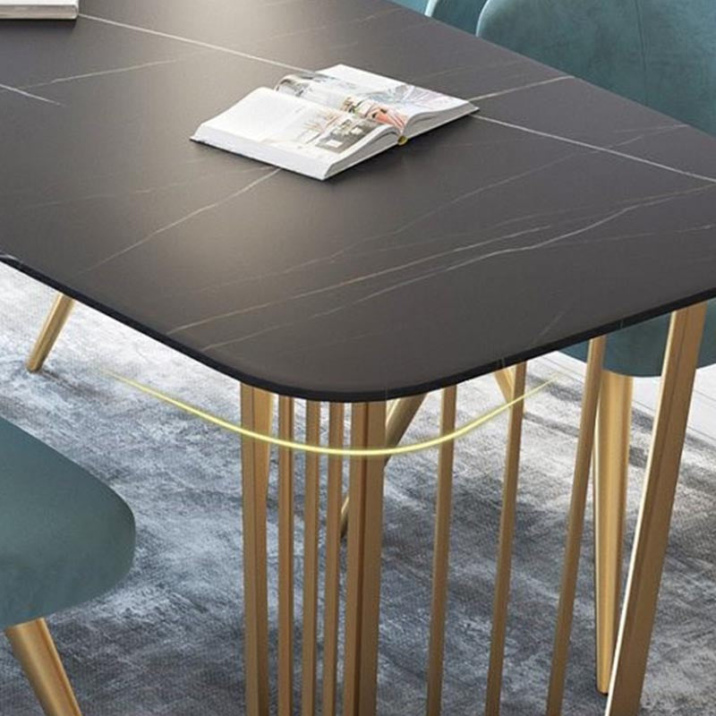 Rectangle Dining Table Double Pedestal Dining Table with Stone Top