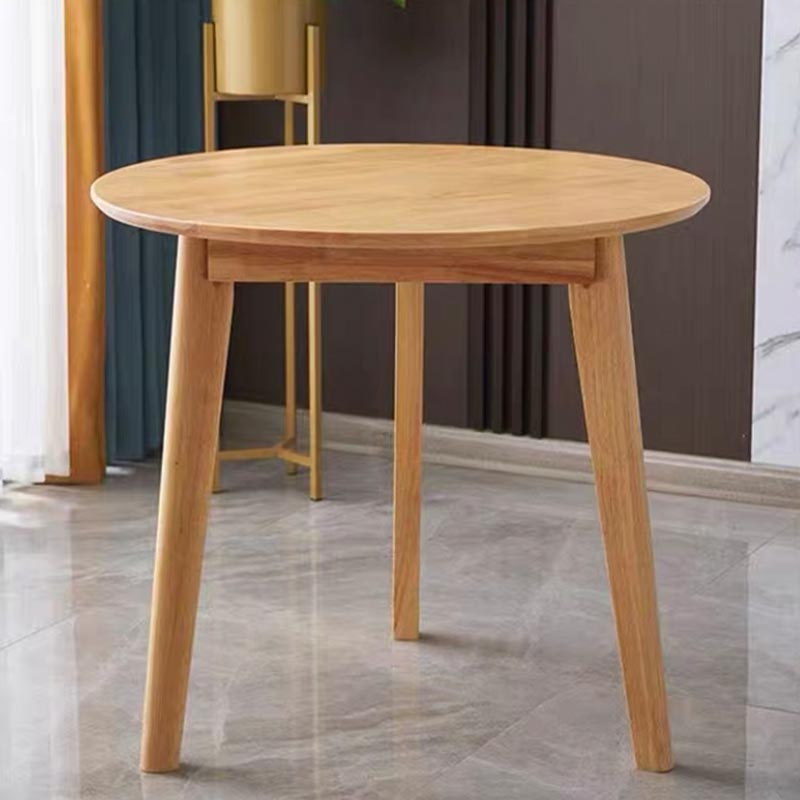 Rubberwood Solid Wood Dining Table Round Dining Table in Walnut and Natural Natural 23.6"L x 23.6"W x 28.7"H Without Chairs Clearhalo 'Dining Tables & Seating' 'Dining Tables' 'dining_table' 'furn' 'furn_dining_table' 'Furniture' 'Kitchen & Dining Furniture' 6057209