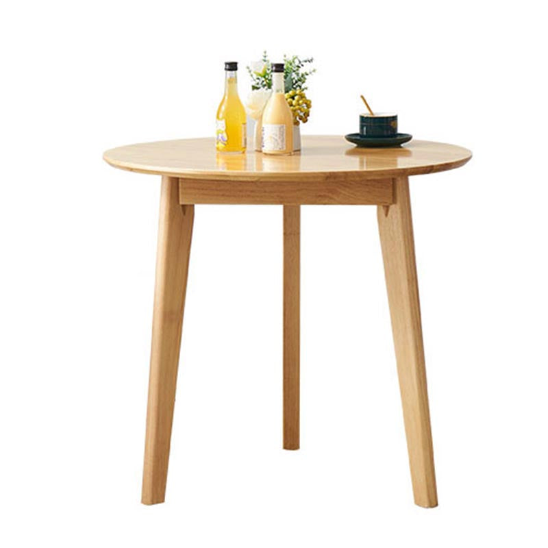 Rubberwood Solid Wood Dining Table Round Dining Table in Walnut and Natural Natural Without Chairs Clearhalo 'Dining Tables & Seating' 'Dining Tables' 'dining_table' 'furn' 'furn_dining_table' 'Furniture' 'Kitchen & Dining Furniture' 6057211