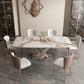 Sintered Stone Dining Table Modern Gold Furniture with Pedestal Steel Base
