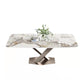 Sintered Stone Dining Table Modern Gold Furniture with Pedestal Steel Base