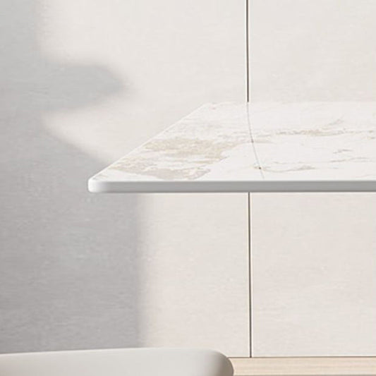 Mesa de comedor de piedra sinterizada muebles de oro modernos con base de acero pedestal