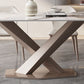 Sintered Stone Dining Table Modern Gold Furniture with Pedestal Steel Base
