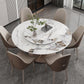 Mesa de comedor de piedra sinterizada redonda muebles modernos con base de acero pedestal