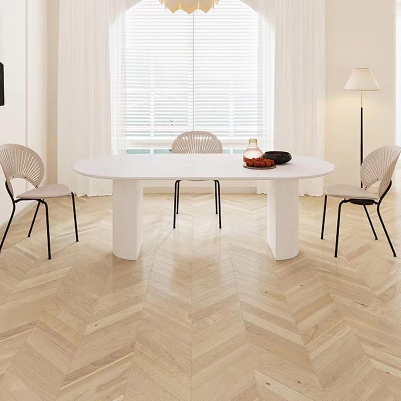 Table à manger en bois massif ovale meubles modernes blancs-noir avec double piédestal pour le bureau