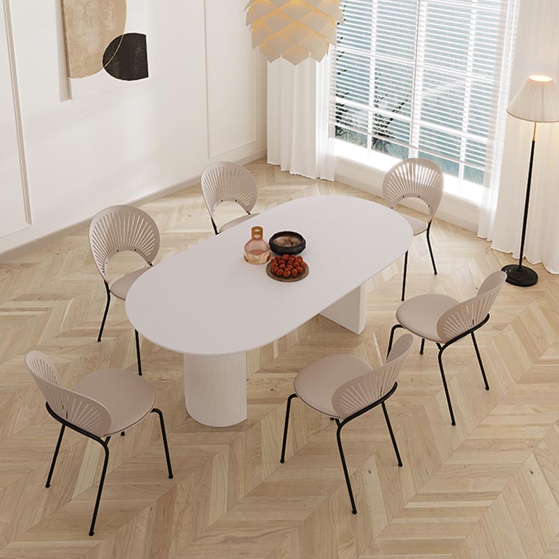 Table à manger en bois massif ovale meubles modernes blancs-noir avec double piédestal pour le bureau