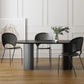 Table à manger en bois massif ovale meubles modernes blancs-noir avec double piédestal pour le bureau