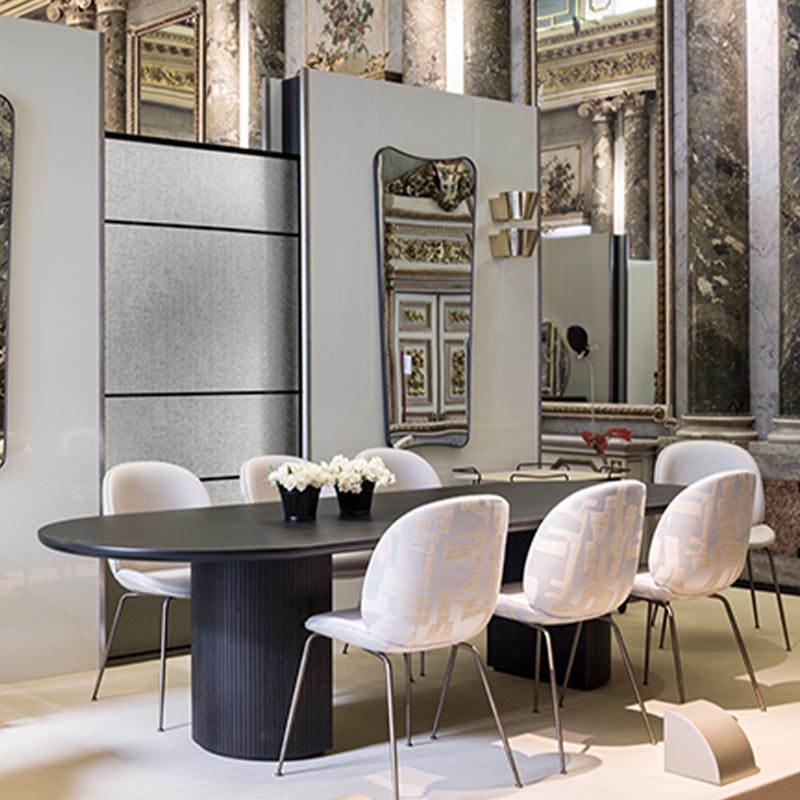 Table à manger en bois massif ovale meubles modernes blancs-noir avec double piédestal pour le bureau