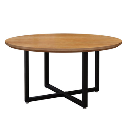 Pine Solid Wood Round Dining Table Iron Sled Base Dining Table for Dining