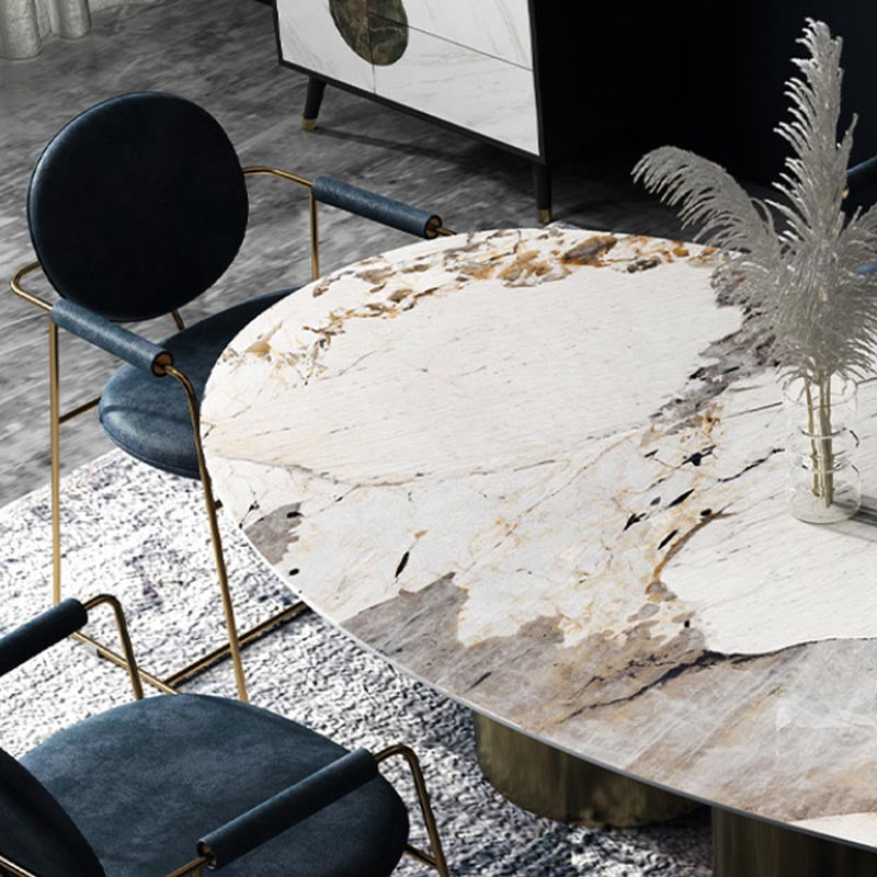 Oval Sintered Stone Dining Table Modern Furniture With Tripod Base for Office Clearhalo 'Dining Tables & Seating' 'Dining Tables' 'dining_table' 'furn' 'furn_dining_table' 'Furniture' 'Kitchen & Dining Furniture' 6057455