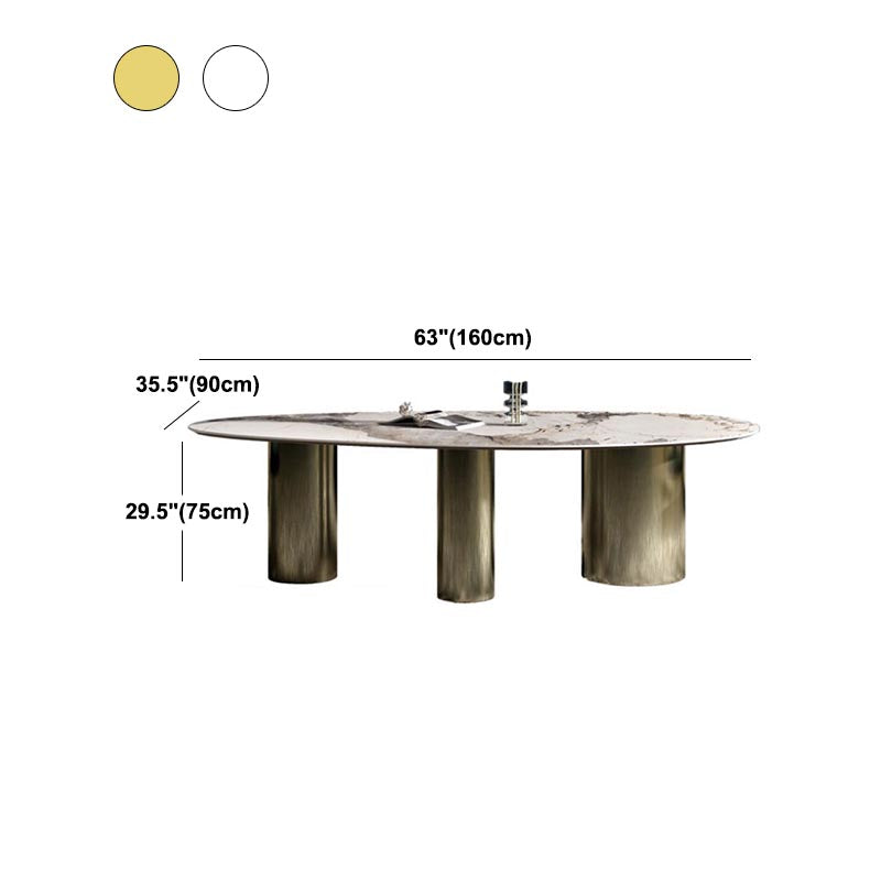 Oval Sintered Stone Dining Table Modern Furniture With Tripod Base for Office Clearhalo 'Dining Tables & Seating' 'Dining Tables' 'dining_table' 'furn' 'furn_dining_table' 'Furniture' 'Kitchen & Dining Furniture' 6057459