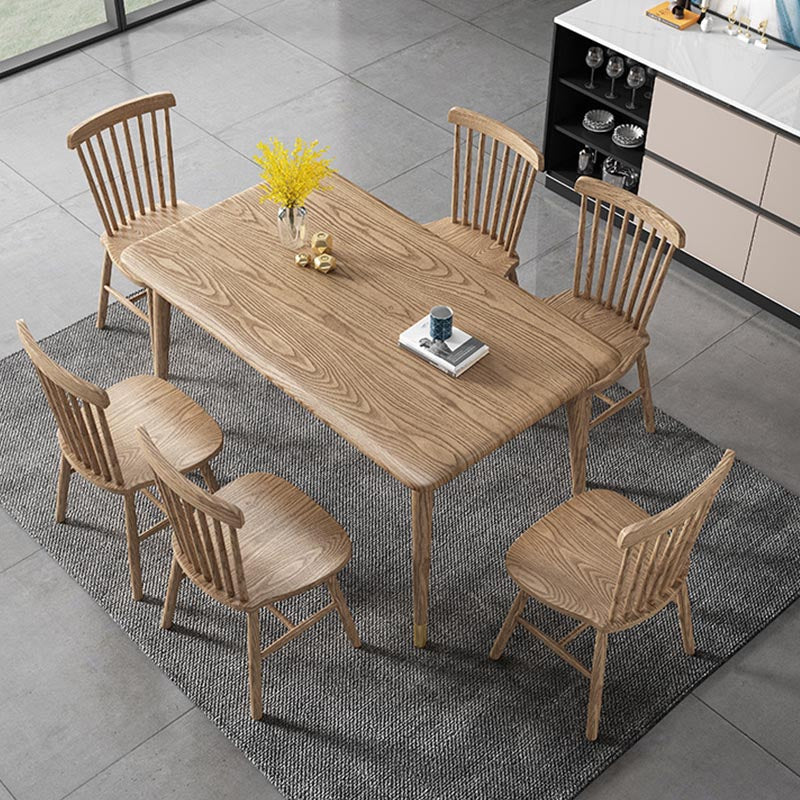 Rechthoekige vaste houten eettafel Modern natuurlijk-bruine meubels met 4 poten voor thuis