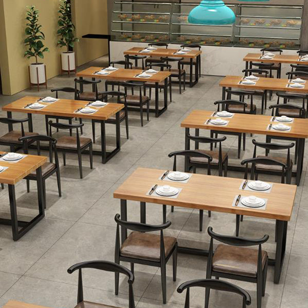 Industrial Pine Solid Wood Table Rectangle Dining Table with Trestle Base Clearhalo 'Dining Tables & Seating' 'Dining Tables' 'dining_table' 'furn' 'furn_dining_table' 'Furniture' 'Kitchen & Dining Furniture' 6057486