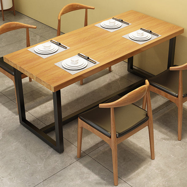 Industrial Pine Solid Wood Table Rectangle Dining Table with Trestle Base Clearhalo 'Dining Tables & Seating' 'Dining Tables' 'dining_table' 'furn' 'furn_dining_table' 'Furniture' 'Kitchen & Dining Furniture' 6057493