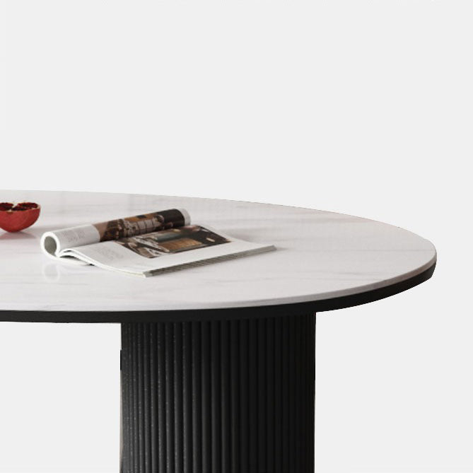 Stone Top Dining Table Contemporary Dining Table with Double Pedestal