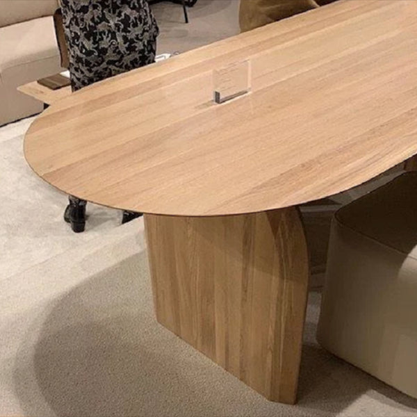 Oval Solid Wood Dining Table Modern Natural Furniture with Double Pedestal for Kitchen Clearhalo 'Dining Tables & Seating' 'Dining Tables' 'dining_table' 'furn' 'furn_dining_table' 'Furniture' 'Kitchen & Dining Furniture' 6057563