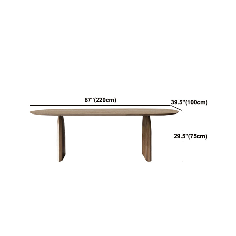 Oval Solid Wood Dining Table Modern Natural Furniture with Double Pedestal for Kitchen Clearhalo 'Dining Tables & Seating' 'Dining Tables' 'dining_table' 'furn' 'furn_dining_table' 'Furniture' 'Kitchen & Dining Furniture' 6057568