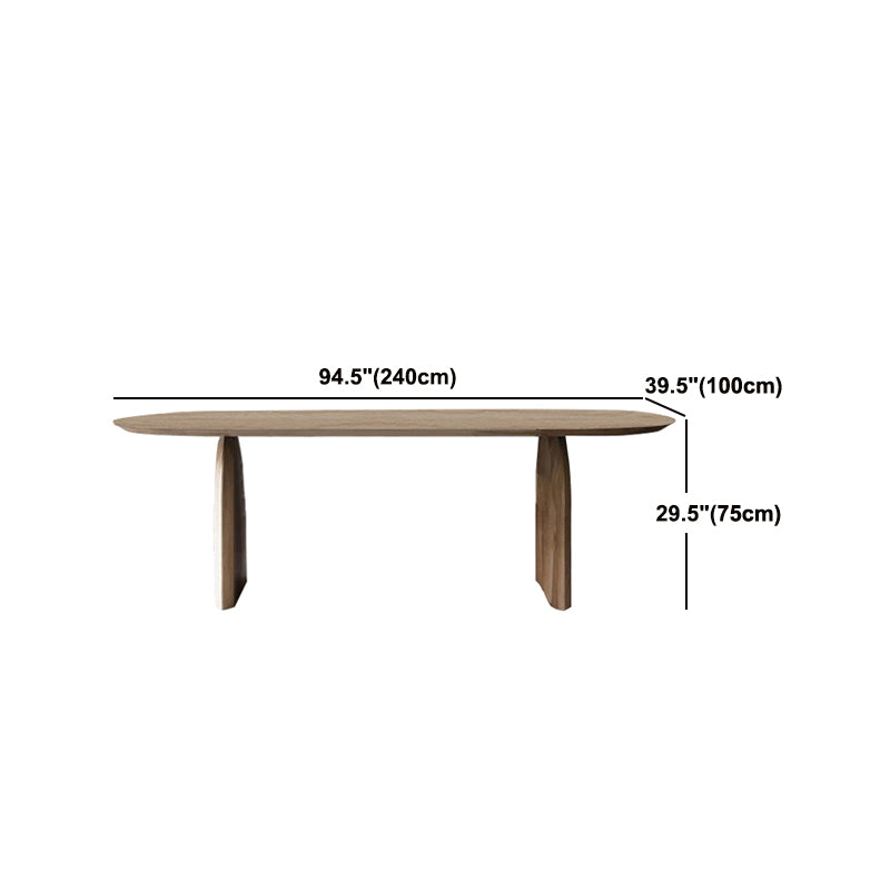 Oval Solid Wood Dining Table Modern Natural Furniture with Double Pedestal for Kitchen Clearhalo 'Dining Tables & Seating' 'Dining Tables' 'dining_table' 'furn' 'furn_dining_table' 'Furniture' 'Kitchen & Dining Furniture' 6057569