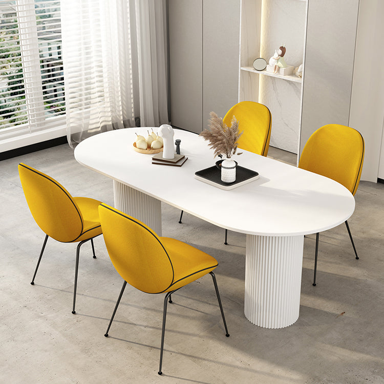 Oval Sintered Stone Dining Table Modern White-black Furniture with Double Pedestal Base Clearhalo 'Dining Tables & Seating' 'Dining Tables' 'dining_table' 'furn' 'furn_dining_table' 'Furniture' 'Kitchen & Dining Furniture' 6057586