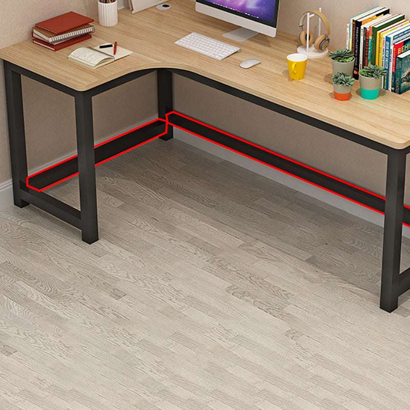 Modern Corner Wooden Writing Desk Cable Management H-Shape Office Desk with Metal Legs Clearhalo 'furn' 'furn_office_desk' 'Furniture' 'Office Desks' 'Office Furniture' 'office_desk' 6057652
