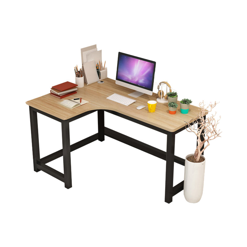 Modern Corner Wooden Writing Desk Cable Management H-Shape Office Desk with Metal Legs 55"L x 39"W x 29"H Left Hand Return Clearhalo 'furn' 'furn_office_desk' 'Furniture' 'Office Desks' 'Office Furniture' 'office_desk' 6057658