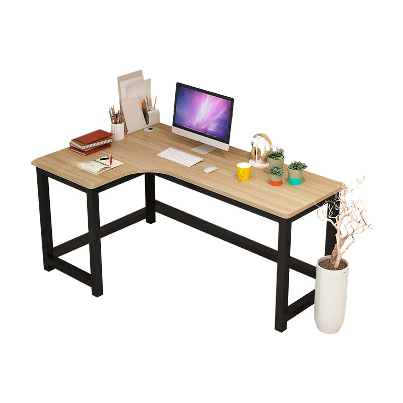 Modern Corner Wooden Writing Desk Cable Management H-Shape Office Desk with Metal Legs 63"L x 39"W x 29"H Left Hand Return Clearhalo 'furn' 'furn_office_desk' 'Furniture' 'Office Desks' 'Office Furniture' 'office_desk' 6057661