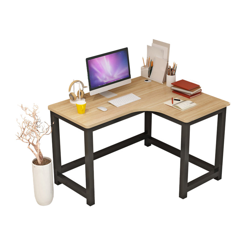 Modern Corner Wooden Writing Desk Cable Management H-Shape Office Desk with Metal Legs 47"L x 39"W x 29"H Right Hand Return Clearhalo 'furn' 'furn_office_desk' 'Furniture' 'Office Desks' 'Office Furniture' 'office_desk' 6057663