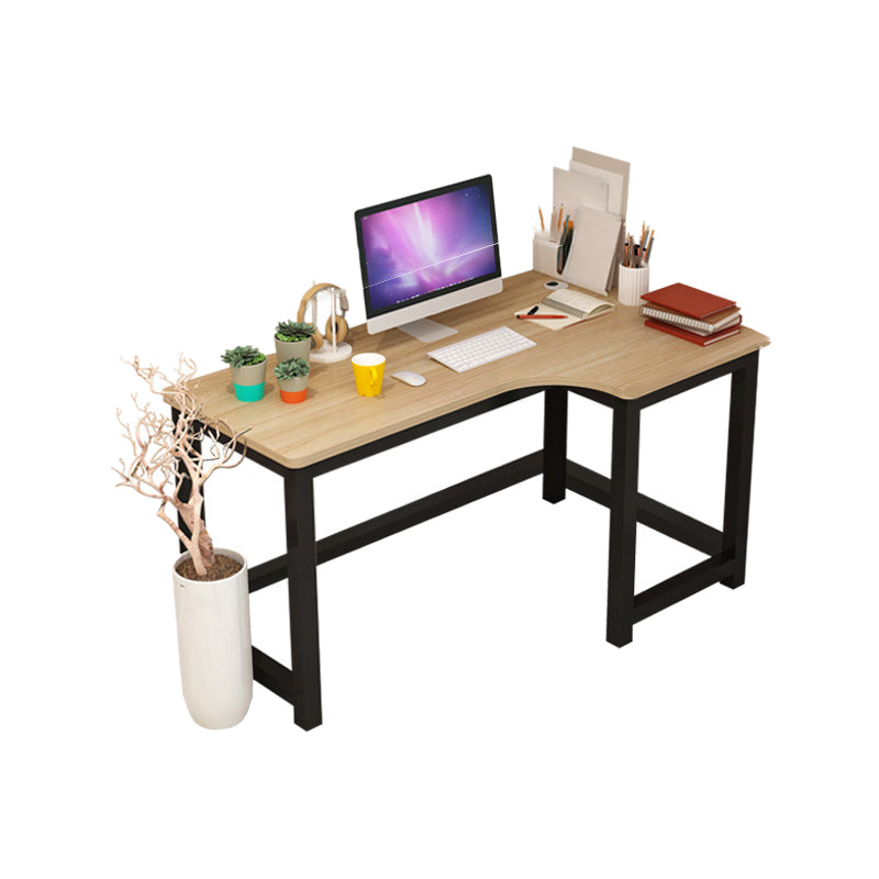 Modern Corner Wooden Writing Desk Cable Management H-Shape Office Desk with Metal Legs 55"L x 31"W x 29"H Right Hand Return Clearhalo 'furn' 'furn_office_desk' 'Furniture' 'Office Desks' 'Office Furniture' 'office_desk' 6057664