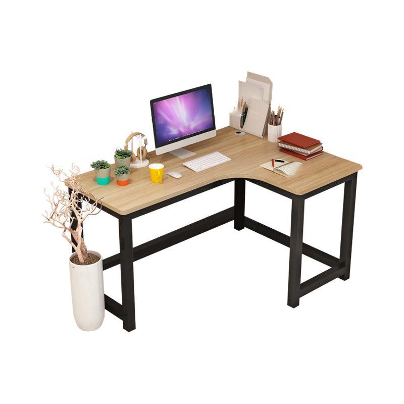 Modern Corner Wooden Writing Desk Cable Management H-Shape Office Desk with Metal Legs 55"L x 39"W x 29"H Right Hand Return Clearhalo 'furn' 'furn_office_desk' 'Furniture' 'Office Desks' 'Office Furniture' 'office_desk' 6057665