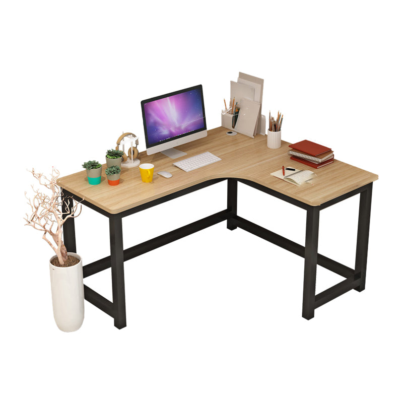 Modern Corner Wooden Writing Desk Cable Management H-Shape Office Desk with Metal Legs 55"L x 47"W x 29"H Right Hand Return Clearhalo 'furn' 'furn_office_desk' 'Furniture' 'Office Desks' 'Office Furniture' 'office_desk' 6057666