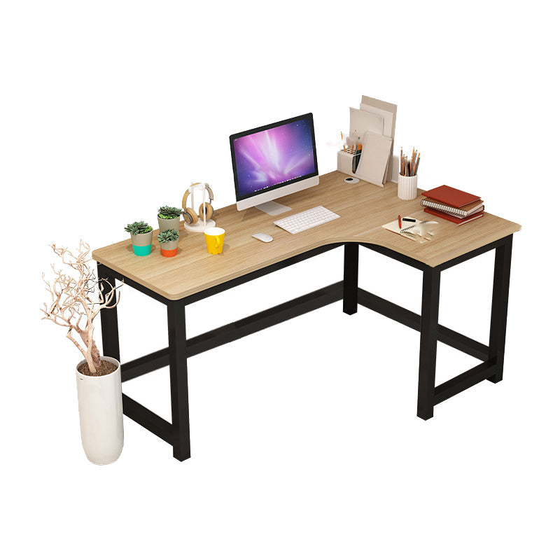Modern Corner Wooden Writing Desk Cable Management H-Shape Office Desk with Metal Legs 59.1"L x 39.5"W x 29.1"H Right Hand Return Clearhalo 'furn' 'furn_office_desk' 'Furniture' 'Office Desks' 'Office Furniture' 'office_desk' 6057667