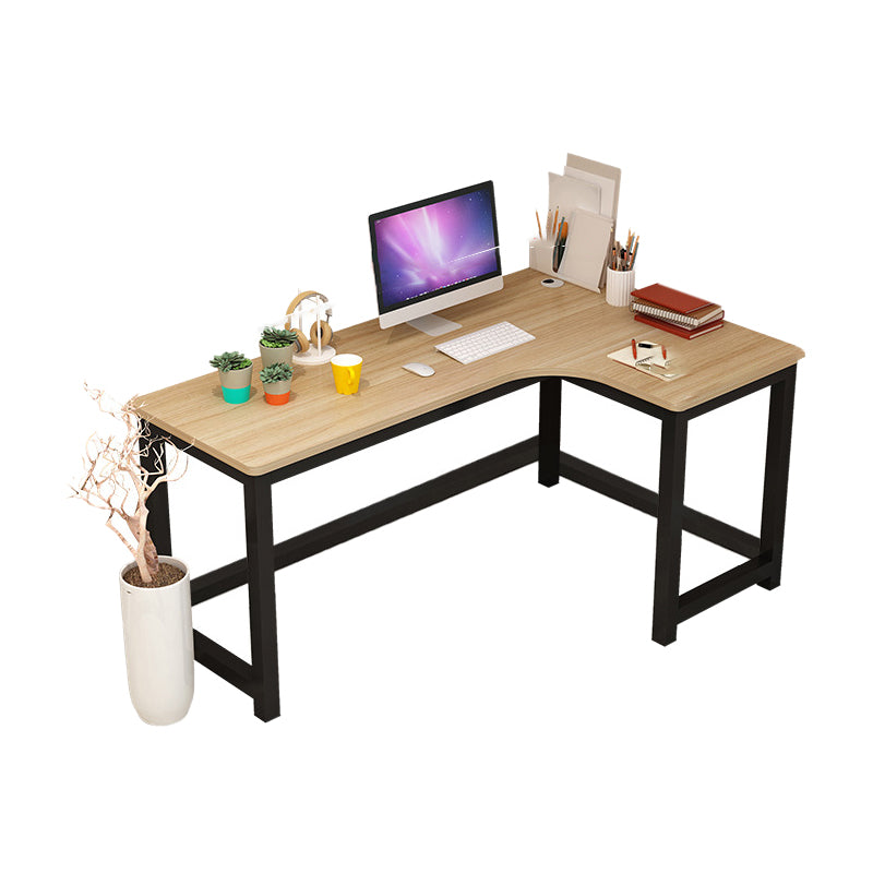 Modern Corner Wooden Writing Desk Cable Management H-Shape Office Desk with Metal Legs 63"L x 39"W x 29"H Right Hand Return Clearhalo 'furn' 'furn_office_desk' 'Furniture' 'Office Desks' 'Office Furniture' 'office_desk' 6057668