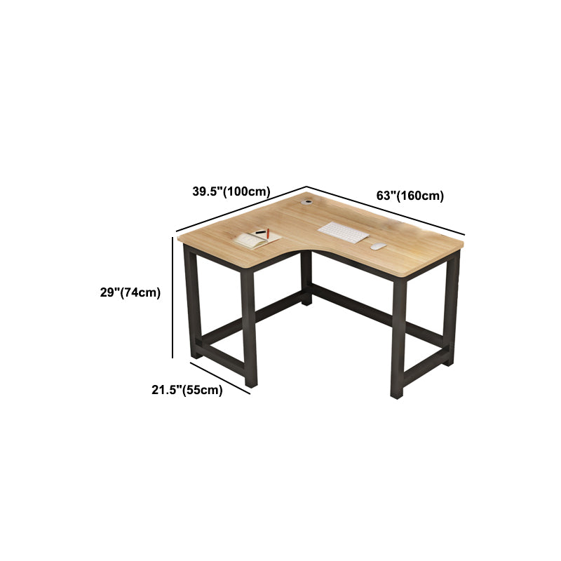 Modern Corner Wooden Writing Desk Cable Management H-Shape Office Desk with Metal Legs Clearhalo 'furn' 'furn_office_desk' 'Furniture' 'Office Desks' 'Office Furniture' 'office_desk' 6057669