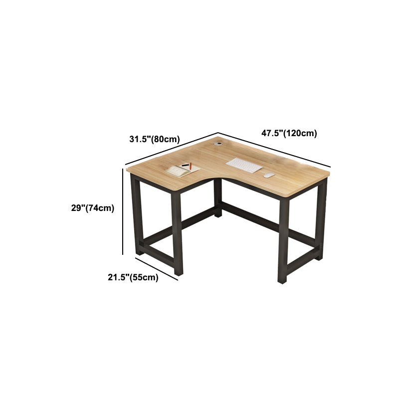 Modern Corner Wooden Writing Desk Cable Management H-Shape Office Desk with Metal Legs Clearhalo 'furn' 'furn_office_desk' 'Furniture' 'Office Desks' 'Office Furniture' 'office_desk' 6057675