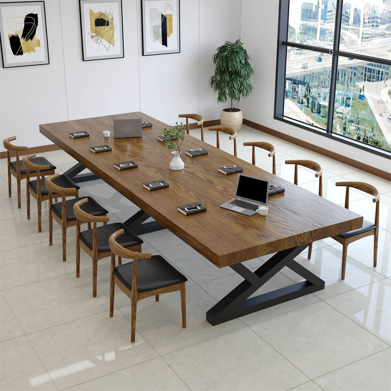 Escritorio de oficina de madera maciza industrial escritorio rectangular de escritura para el hogar en natural