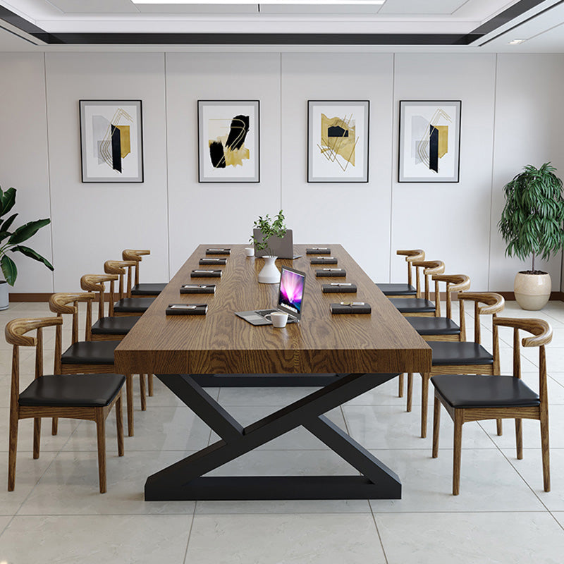 Escritorio de oficina de madera maciza industrial escritorio rectangular de escritura para el hogar en natural