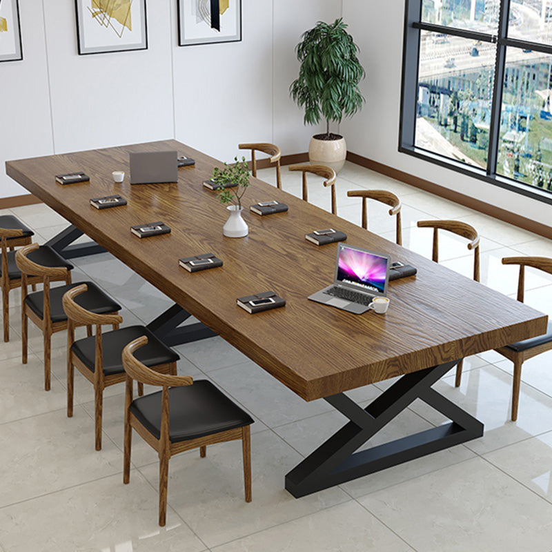 Escritorio de oficina de madera maciza industrial escritorio rectangular de escritura para el hogar en natural