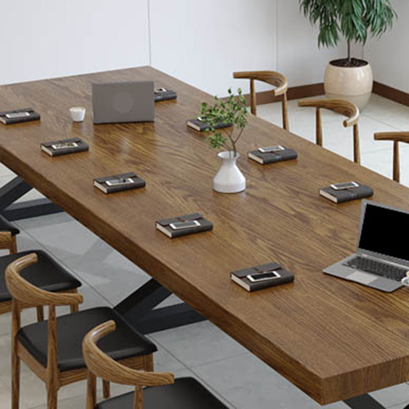 Escritorio de oficina de madera maciza industrial escritorio rectangular de escritura para el hogar en natural