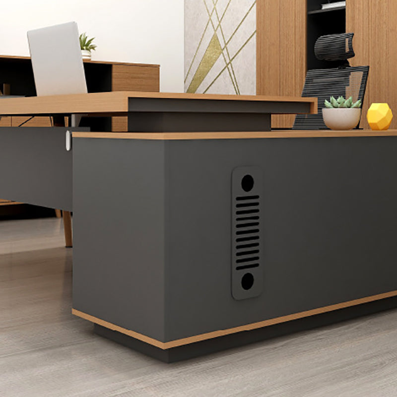 Contemporary Natural Office Desk Pedestal L-Shape Executive Desk for Office Clearhalo 'furn' 'furn_office_desk' 'Furniture' 'Office Desks' 'Office Furniture' 'office_desk' 6057766