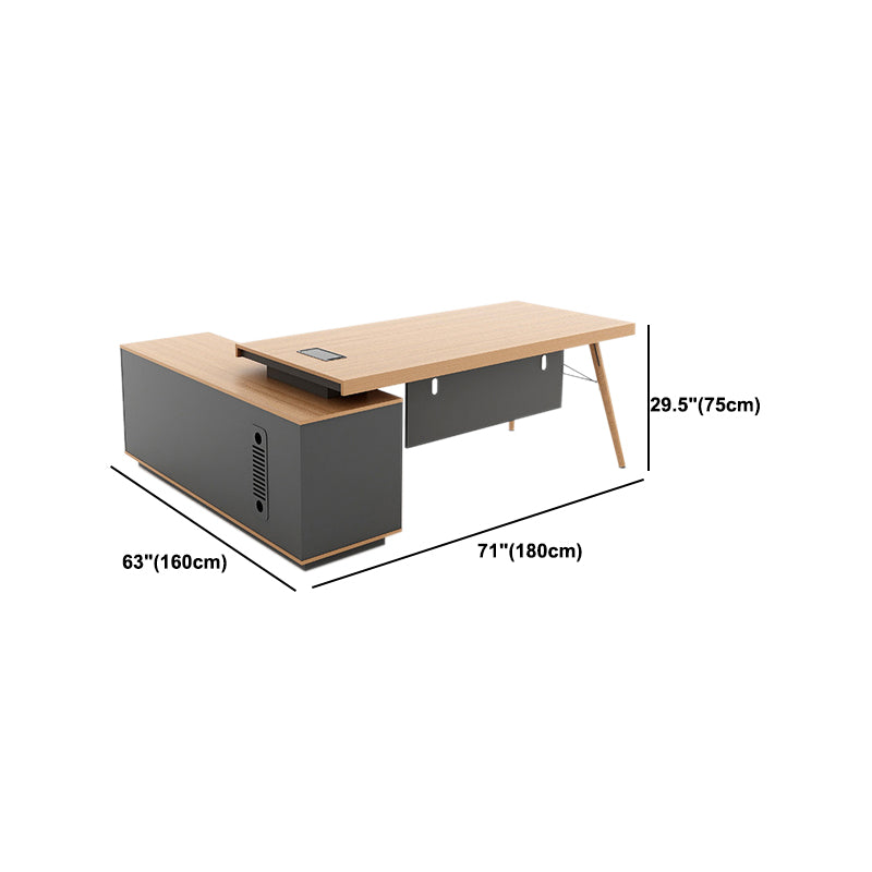 Contemporary Natural Office Desk Pedestal L-Shape Executive Desk for Office Clearhalo 'furn' 'furn_office_desk' 'Furniture' 'Office Desks' 'Office Furniture' 'office_desk' 6057771