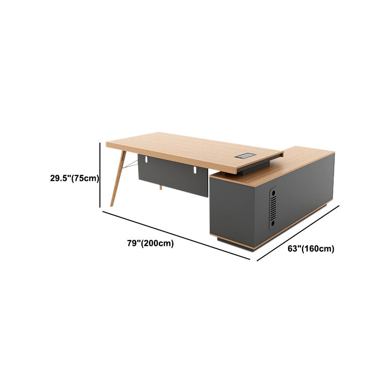 Contemporary Natural Office Desk Pedestal L-Shape Executive Desk for Office Clearhalo 'furn' 'furn_office_desk' 'Furniture' 'Office Desks' 'Office Furniture' 'office_desk' 6057773