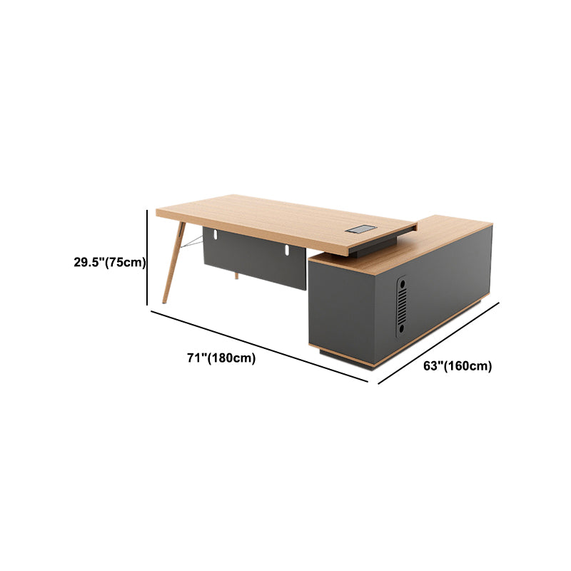 Contemporary Natural Office Desk Pedestal L-Shape Executive Desk for Office Clearhalo 'furn' 'furn_office_desk' 'Furniture' 'Office Desks' 'Office Furniture' 'office_desk' 6057774